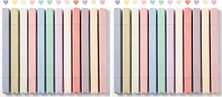 konket 12Pcs Aesthetic Cute Highlighters Bible Pastel Highlighters and Pens no bleed Assorted Colors Double-ended design for Office journaling supplies (Pack of 2)