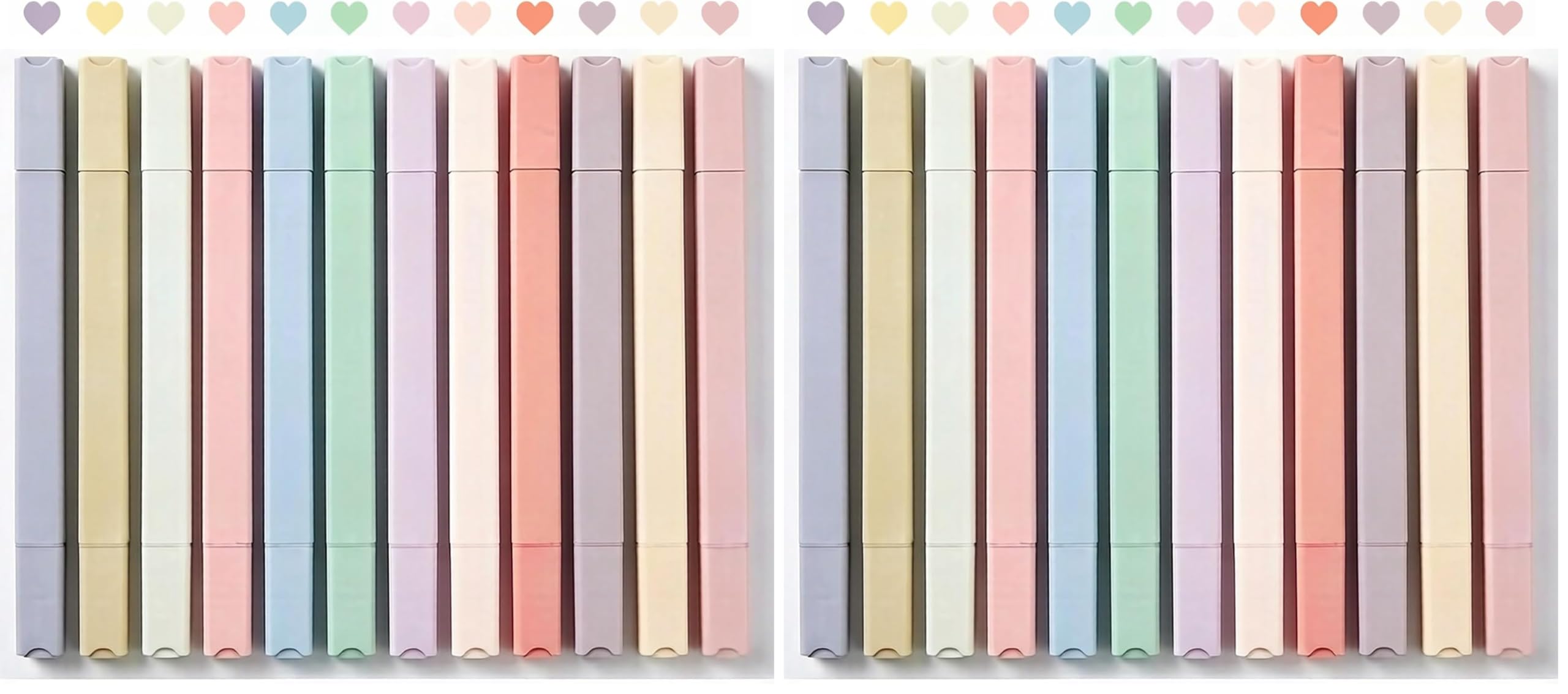 Set mit 12 doppelseitigen, wischfesten Textmarkern und Pastellstiften(happy (Pack of 2))