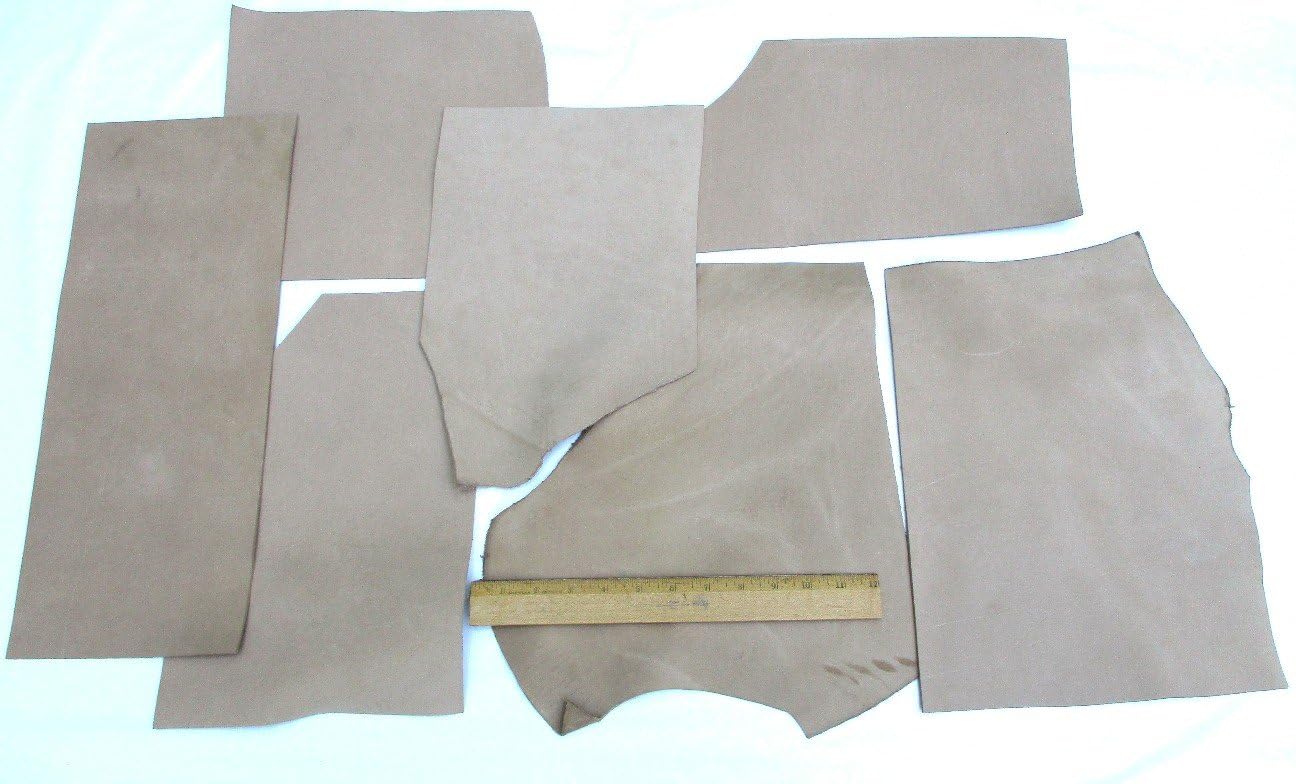 Scrap Desert Sand Boot Leather Mixed Large Pieces 12 Square Feet