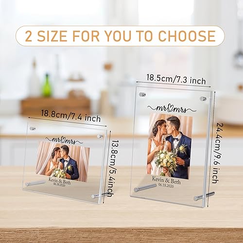 Miniatura 6 de Marco de fotos personalizado de Mr & Mrs. Marco de fotos acrílico, impresiones de fotos personalizadas, regalos para bodas, marcos de compromiso