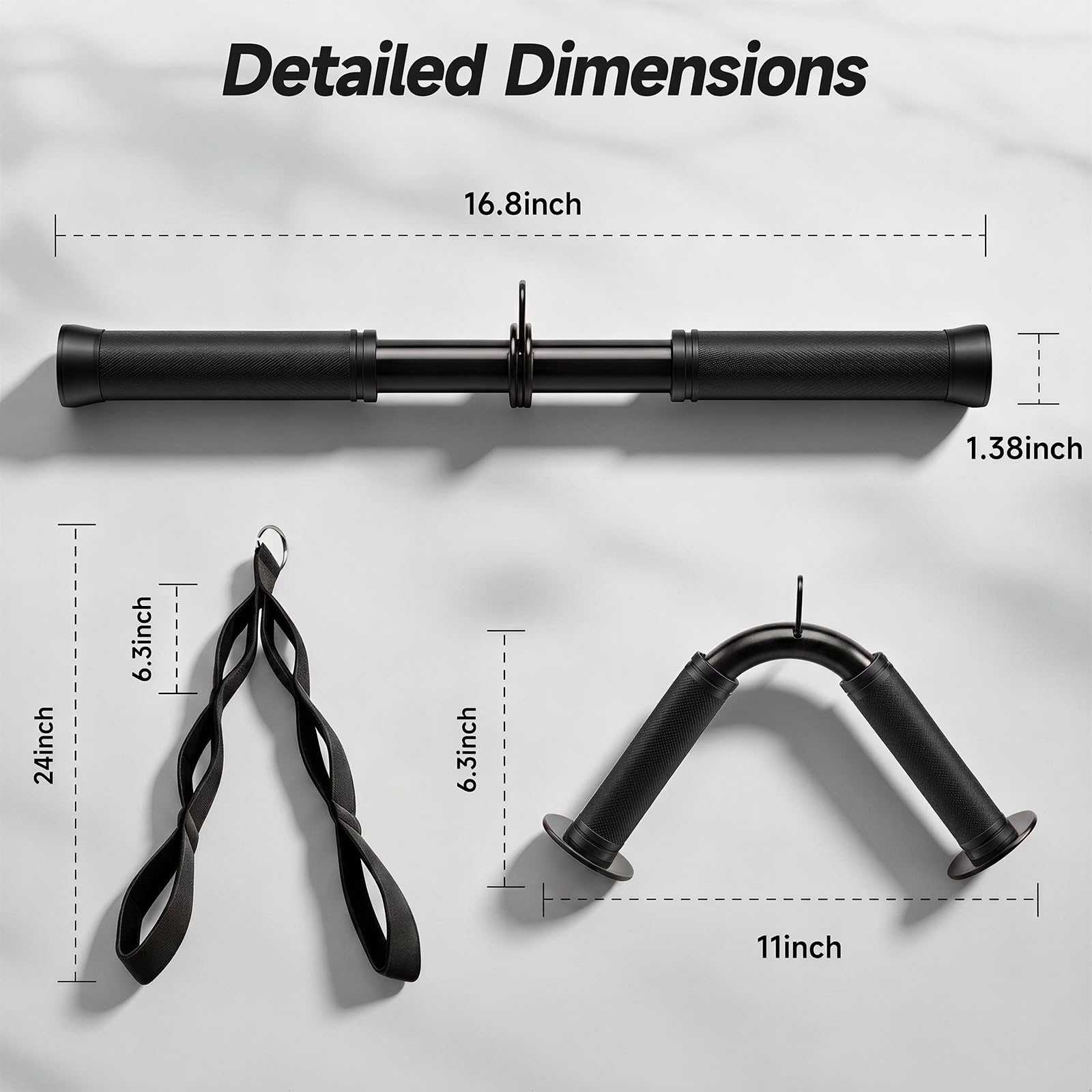 MANUEKLEAR - Juego de 3 accesorios de cable de cuerda de tríceps para entrenamiento de brazo completo, accesorios de máquina de cable con agarres antideslizantes, accesorios de cable antioxidantes