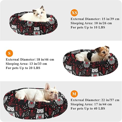 Miniatura 7 de Nordic Scandinavian Style Owl Valentines Donut Cuddler Pet Dog Bed fluffier Cat Pillow Bed for Extra Small Size Pets Sleeping Camas para mascotas