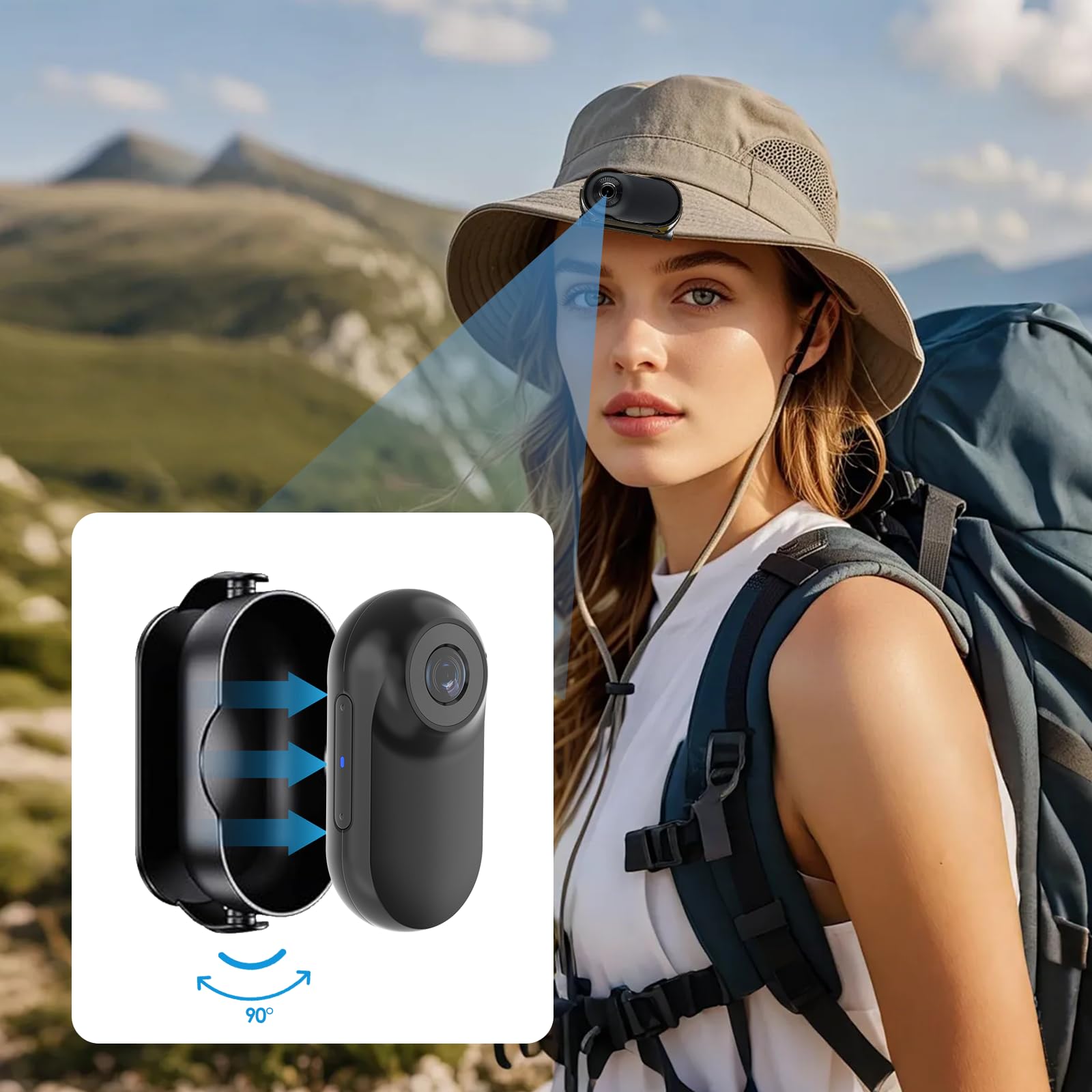 Mini caméra corporelle portable FHD 1080p de taille du pouce, étanche avec fixation magnétique, enregistrement POV mains libres, montable n'importe où pour la sécurité, le travail, les voyages