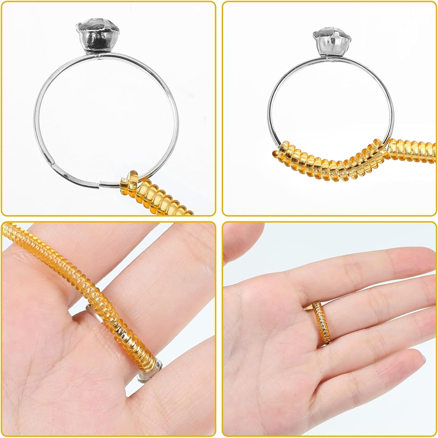15 Pcs Ring Sizers for Loose Rings, 3 Sizes Ring Guard Metal Gold Silicone Rings Adjuster Reducer Spacer Tightener for Women’s and Men’s Loose-Rings