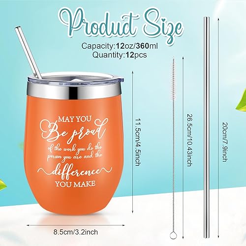 Miniatura 2 de Norme 12 piezas de regalo de agradecimiento para mujeres, hombres, empleados, regalo de agradecimiento de 12 onzas, vaso aislado de acero