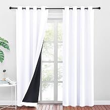 PONY DANCE Rideau Occultant Blanc - Rideaux 100% Lumière Bloquer Isolation Thermique Anti Froid Draperies à Oeillets pour Chambre/Salon Décoration de Fenêtre, 2 Pièces, Largeur 140x240cm Hauteur