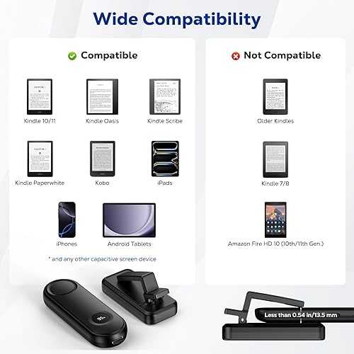 Miniatura 3 de MoKo Turner de páginas con control remoto para Kindle Paperwhite Oasis Kobo eReaders, girador de páginas para iPadKindleTabletsTeléfonos Lectura