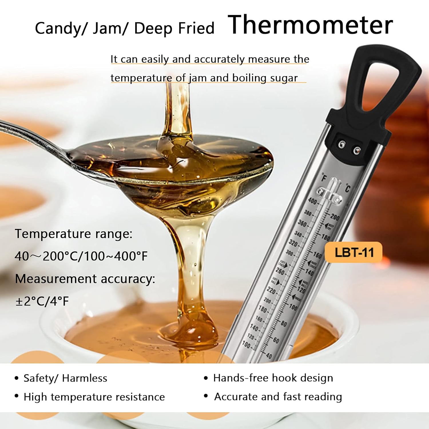 review Candy Meat Thermometer with Pot Clip 2 Pack, Oil Deep Fry Thermometer with 12