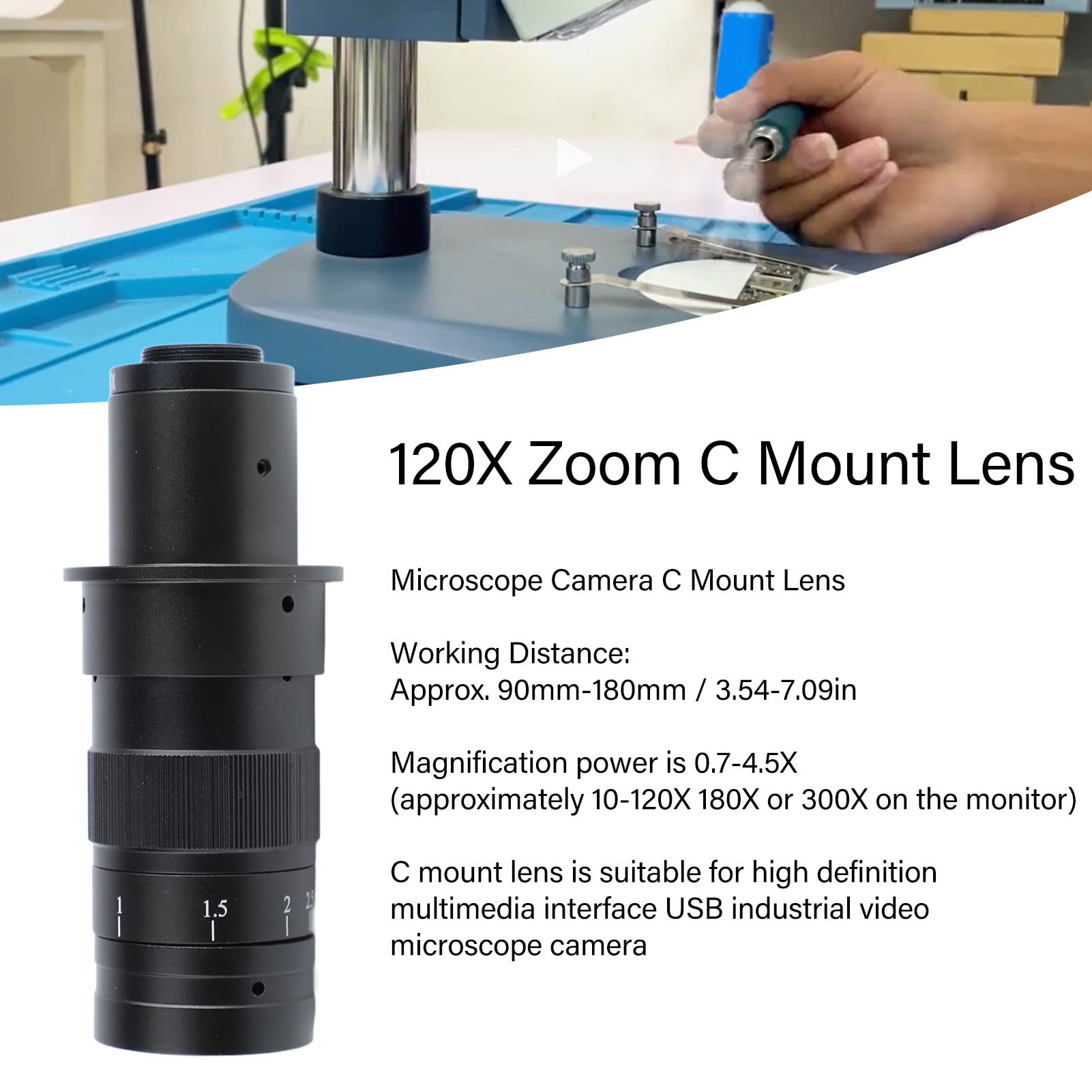 120-fach Zoom-C-Mount-Objektiv für Klare Bildgebung in der Industriellen