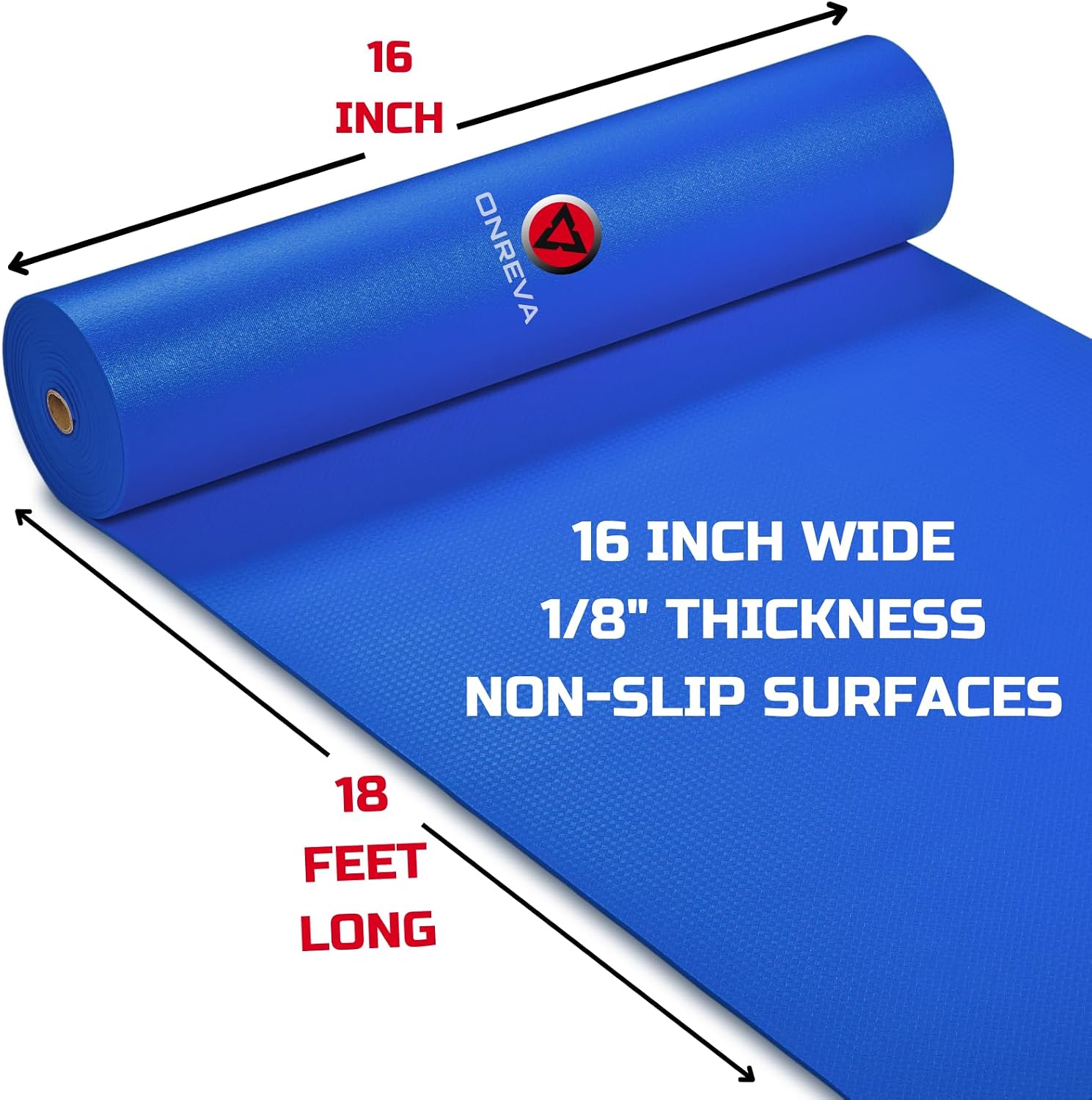 ONREVA Tool Box Liner 16" Wide x 18 Ft, 1/8" Thick Heavy Duty Toolbox Drawer Liners for Tool Chest Cabinet Workbench & Garage Shelf, Protective Non-Slip Mat for Mechanics & Workshops, Blue