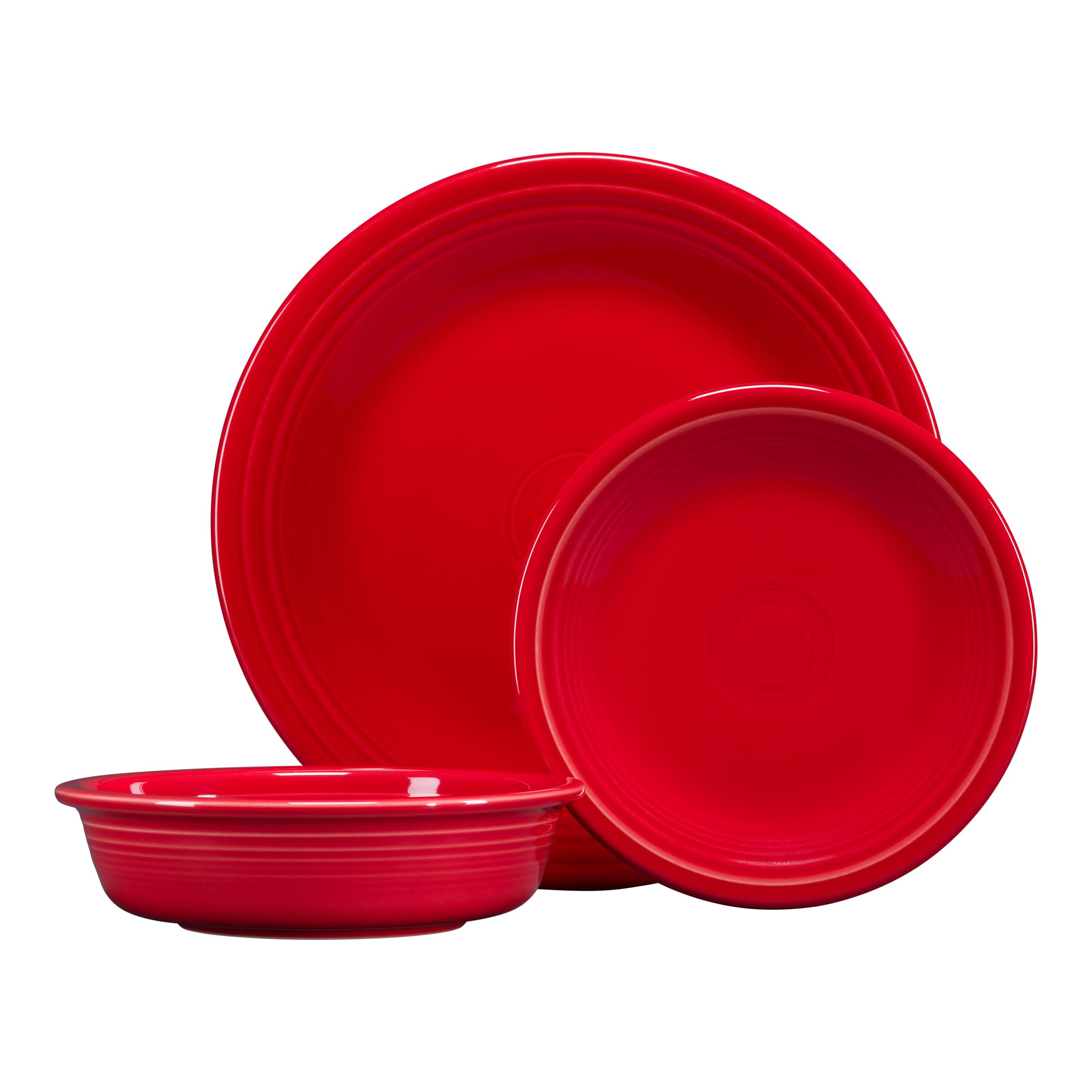 Fiesta® Classic Rim 3-Piece Dinnerware Set – Durable Ceramic, Lead-Safe, Dishwasher/Microwave/Oven Safe