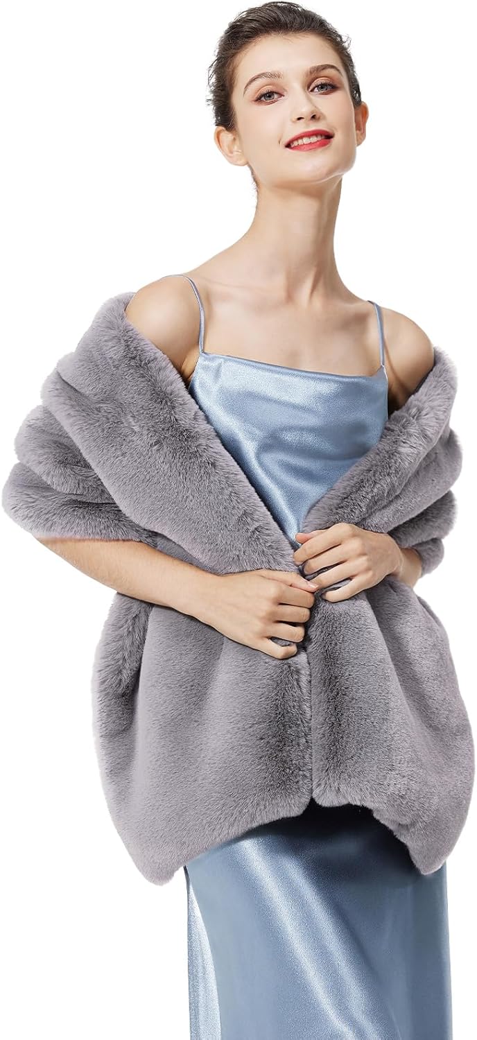 BEAUTELICATE Stola Bolero van imitatiebont, voor de winter, bruiloft, Gatsby, jaren 20-kostuum, Wasbeer bruin met gat, One size
