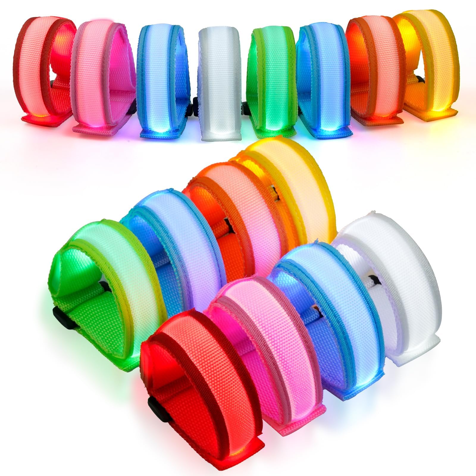 LURICO LED Pulseras Luminosas, 8 Piezas Conjunto de Pulsera LED, Decoración de Fiestas, Juguetes Iluminados para Niños, LED Brazalete para Conciertos, Festivales de Música Fiestas Navidad