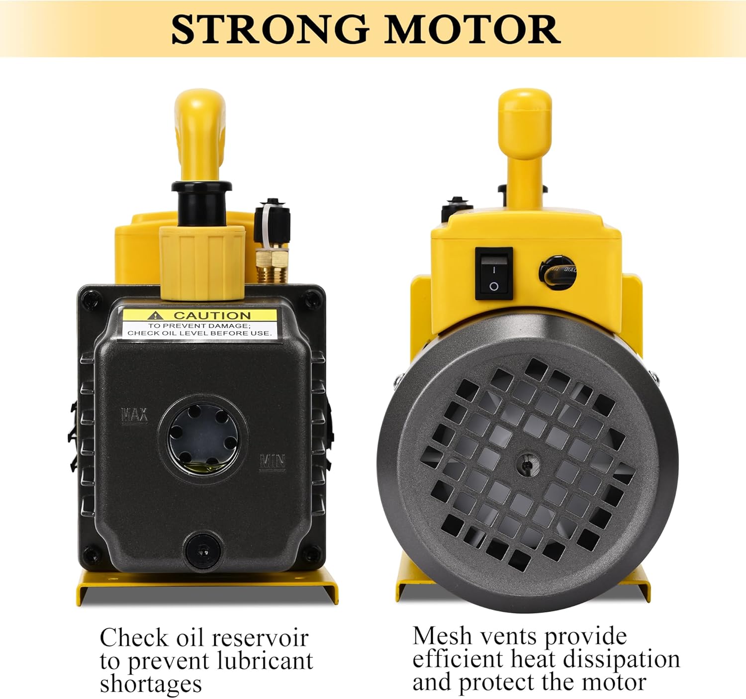 3.6 CFM Vacuum Pump, 110V 1/4 HP Single Stage Rotary Vane HVAC Air Vacuum Pump, AC Refrigerant Recharging for R134a R410a R22 Systems, Vacuum Pump Automotive, 300ml Oil Included