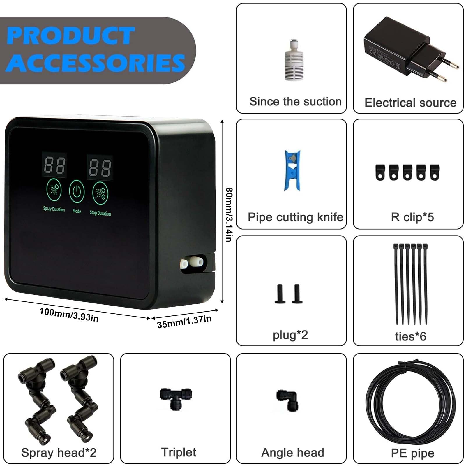 Humidificador para reptiles, sistema de niebla inteligente para terrarios con temporizador y boquillas de niebla ajustables en 360°, para reptiles, plantas, flores, selva tropical
