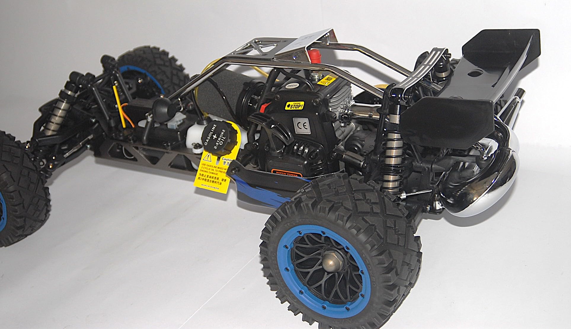 Auto RC 1/5 Baha Baja 36cc 2WD Off Road Blu – Auto RC a Benzina Versione Speciale AS Hobby con Cerchioni Scomponibili 20 Raggi e Gomme All Terrain Incollate – 2.4 GHz