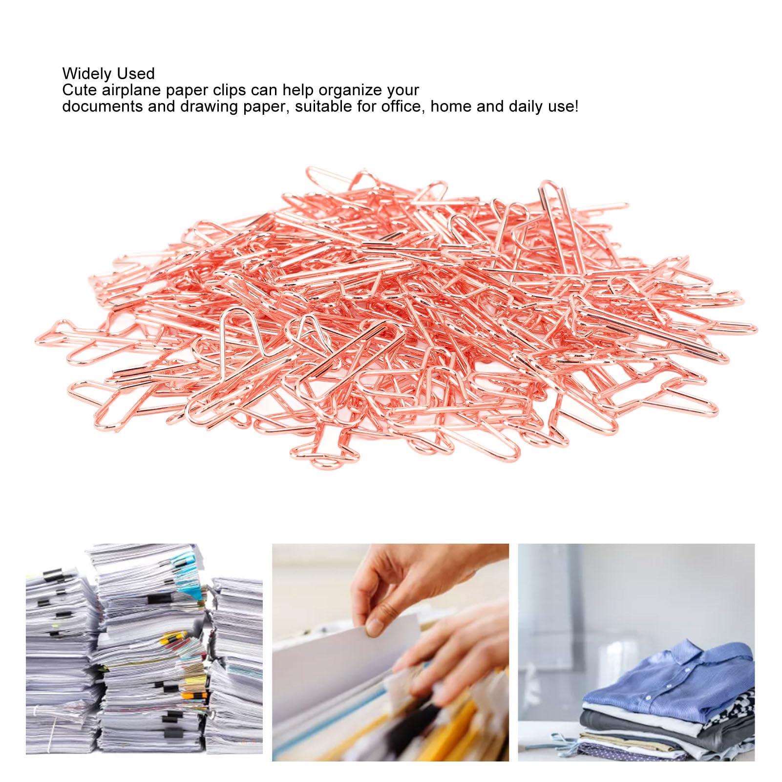 100 sztuk spinacze do papieru w kształcie samolotu metalowe lekkie uniwersalne spinacze w uroczym kształcie zakładki klipsy do planowania do szkolnego biura (Różowe złoto)
