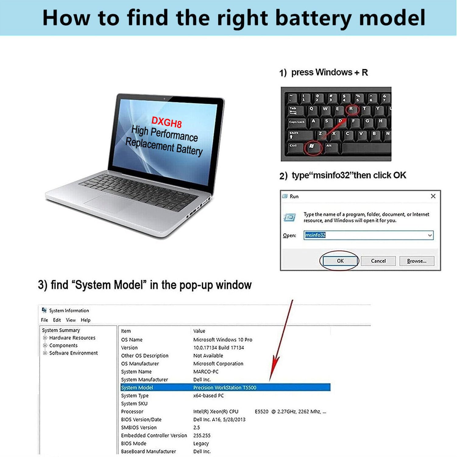 BND DXGH8 Battery Replacement for XPS 13 9370 9380 2019 13 7390 7391 2-in-1 5390 5391 7490 3301 E3301 Vostro 13 5390 5391 Series 0H754V H754V G8VCF HK6N5 P113G001 P82G P82G001
