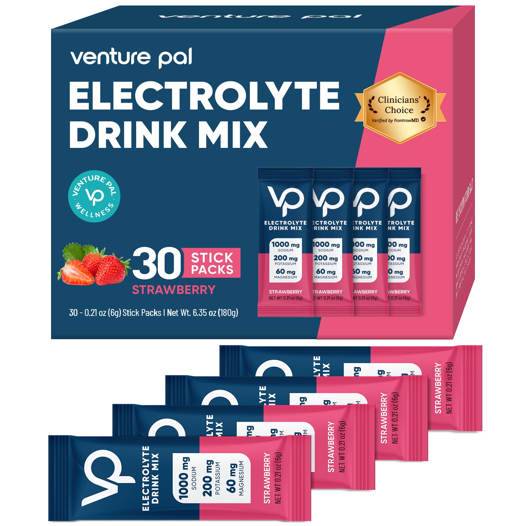 High Sodium Sugar Free Electrolytes Powder Packet - Hydration Packets with Vitamin, Sodium & Potassium | Zero Calories | Vegan, Keto & Paleo Friendly Electrolyte Drink Mix - 30 Sticks