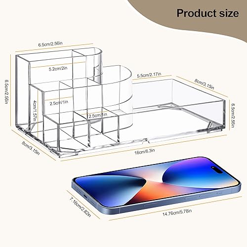 Miniatura 3 de Organizador de maquillaje acrílico transparente, 8 compartimentos, pantalla de almacenamiento de cosméticos para lápiz labial, esmalte de uñas,