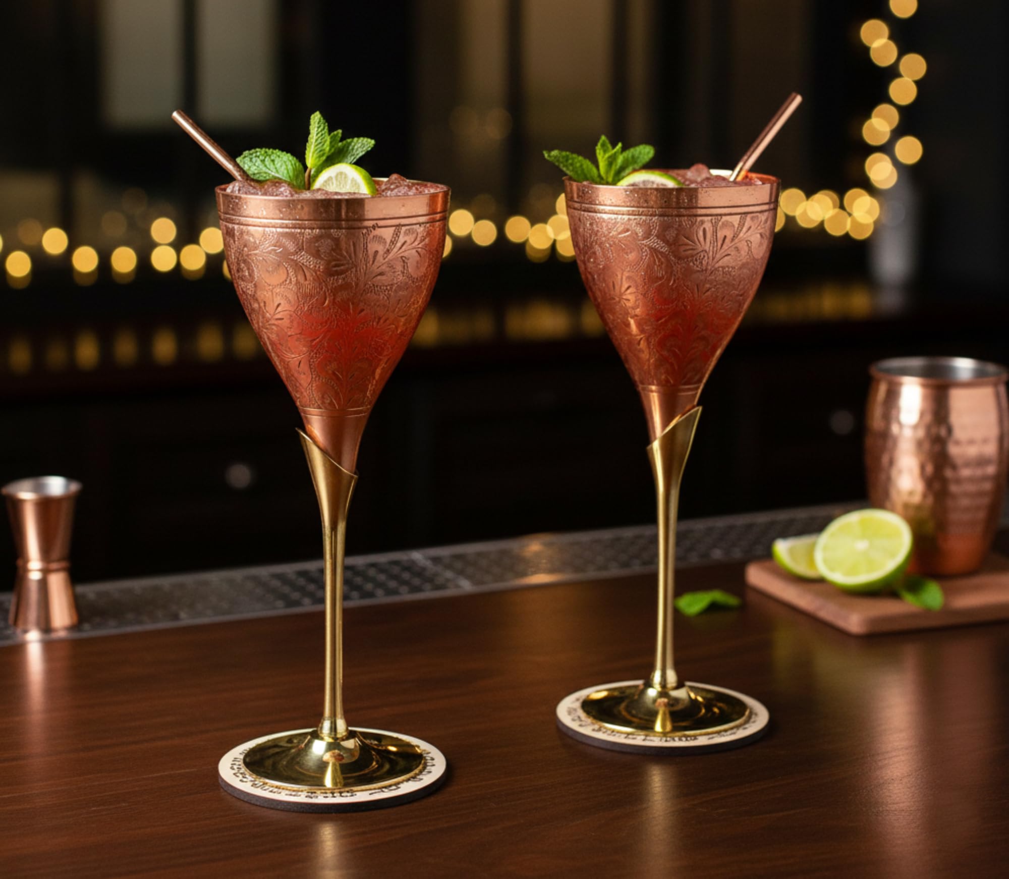 Copper Plated Champagne Glasses - Set of 2 -3