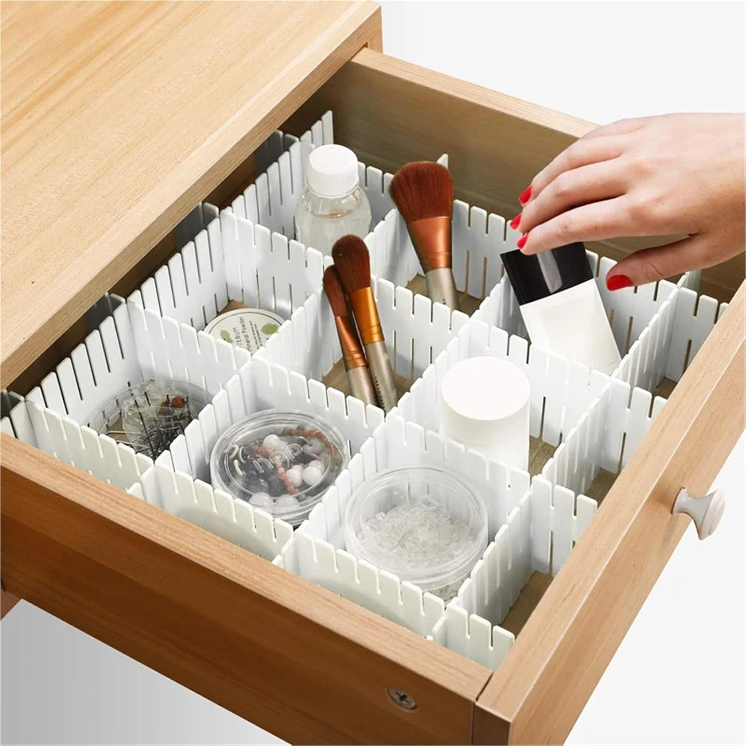 4/8Pcs Adjustable Drawer Divider Household Storage Partition Space-saving Wardrobe Closet Separator For Clothes(Blue 8 pieces)