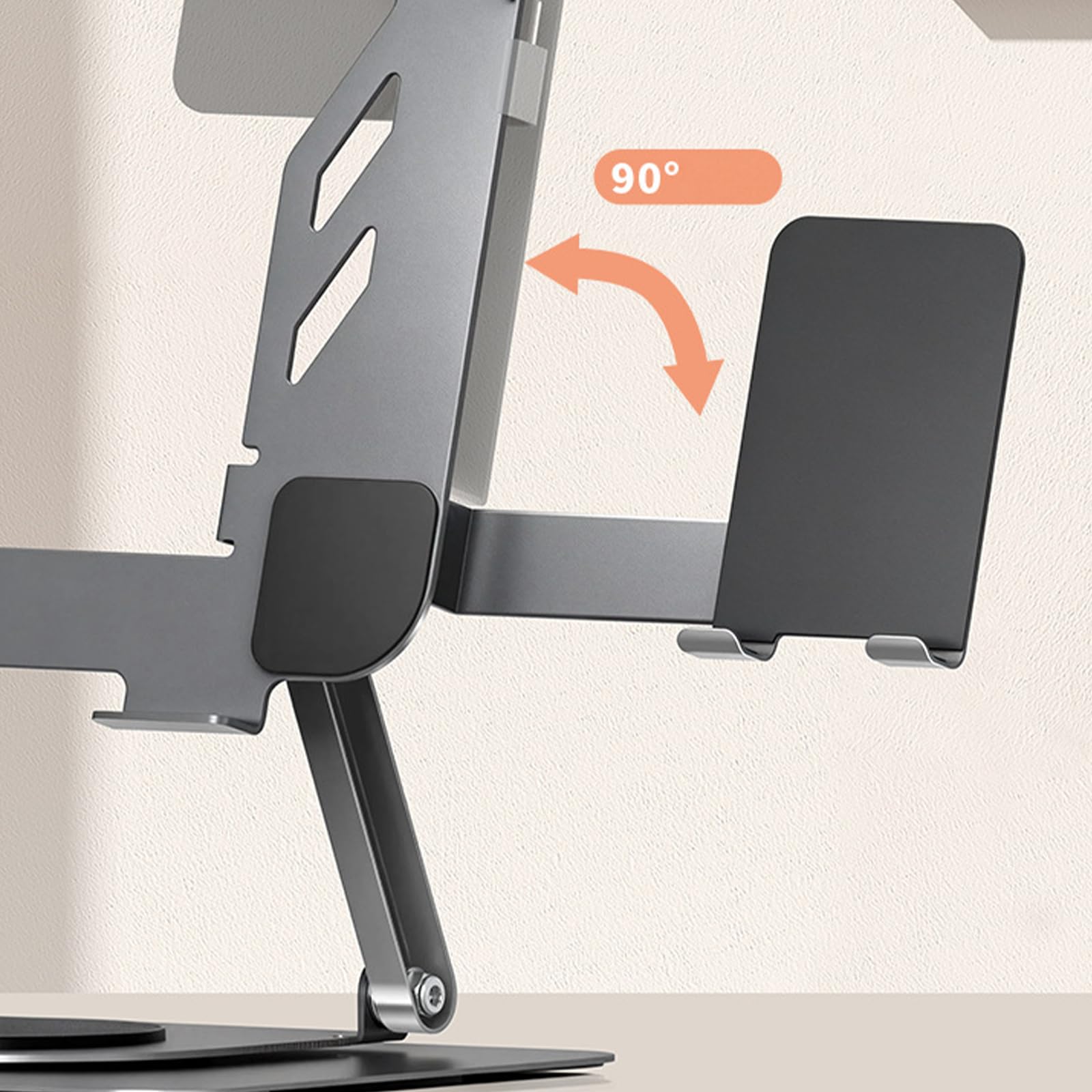 COOLHOOD Soporte ergonómico plegable para computadora con base giratoria y doble ajuste de altura para ver el soporte giratorio para laptop