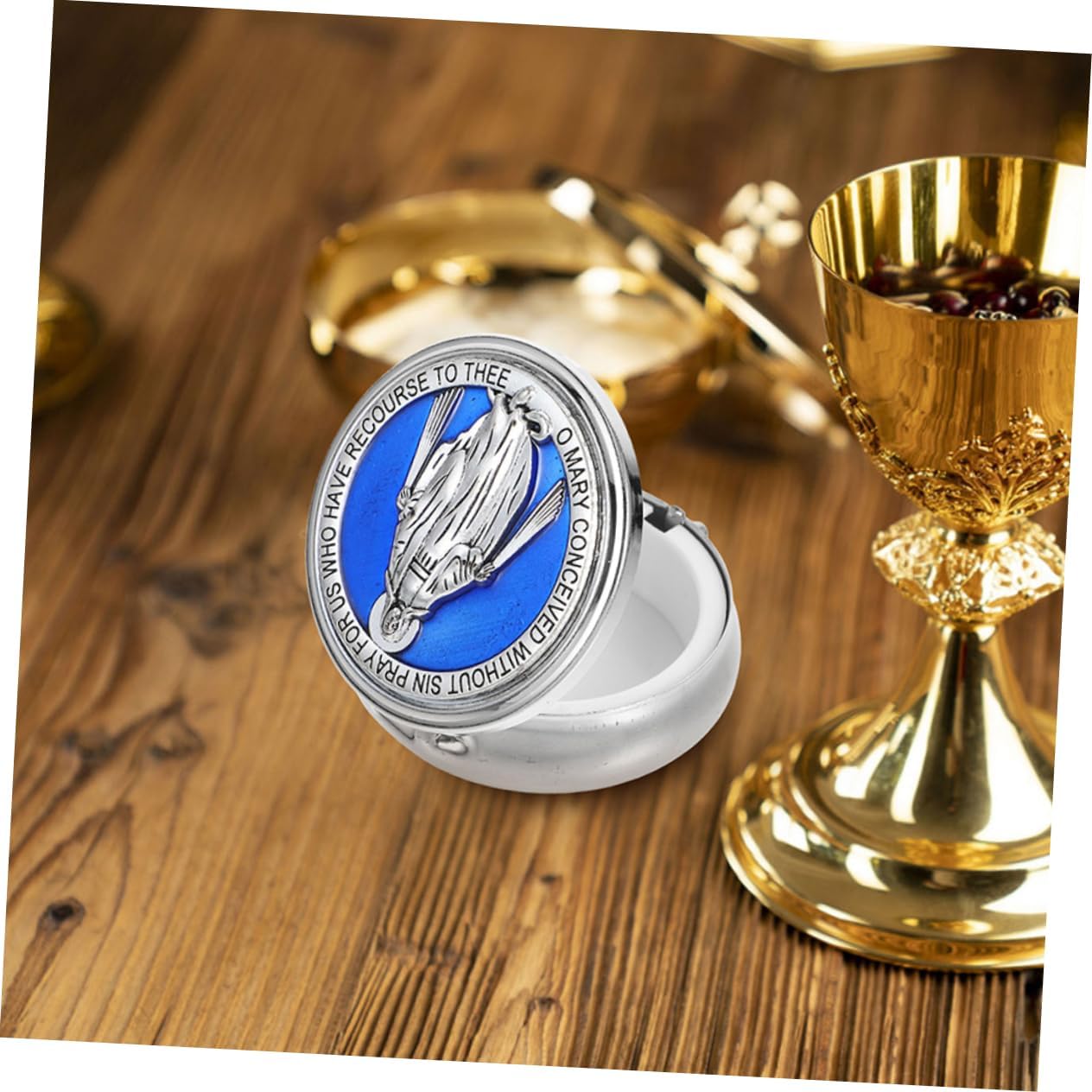 UPKOCH 2Pcs Religious Souvenir Chest for First Communion Sturdy Jewelry Organizer with Mirror for Catholic Keepsake and Faith Beads