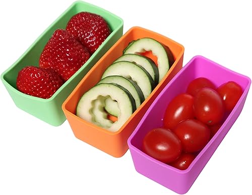 Divisores rectangulares de silicona para fiambreras de 3 piezas, divisor de cajas Bento de 4 x 2 x 1.5 pulgadas, tazas para hornear cupcakes,
