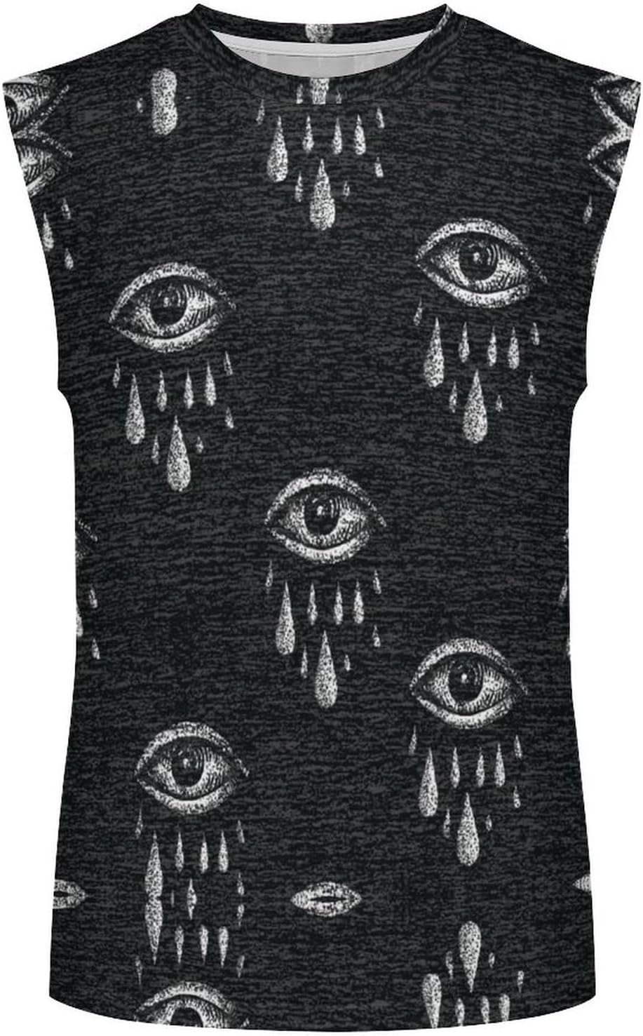 Eyes and TeardropsMen's Sleeveless Crew Neck Knit Top, Soft Faux Cotton Everyday Casual Basic Blouse