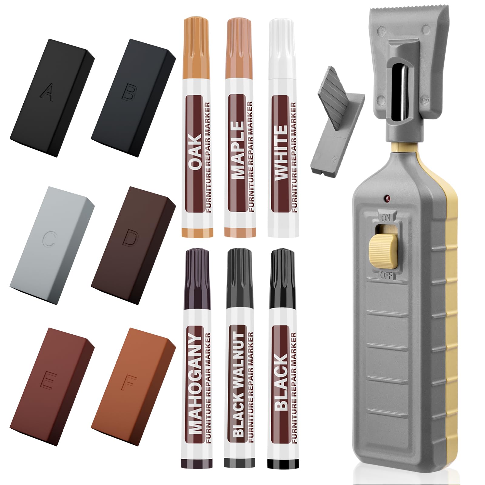 Hardwood Floor Repair Kit -6 Colors Wax Wood Furniture Touch Up Marker Restore Any Scratches, Stains, Cracks, Hole for Floor, Door, Cabinet