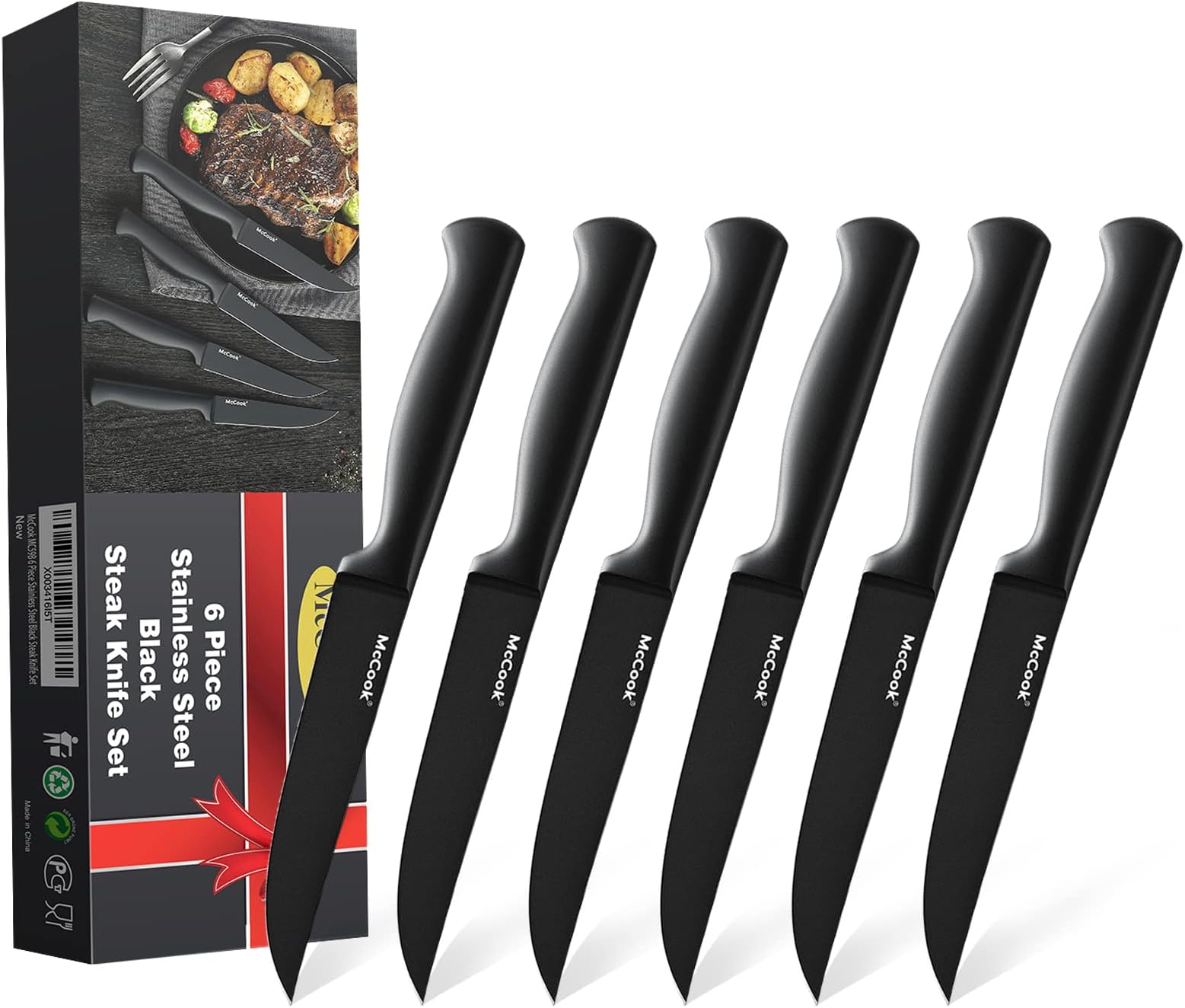 McCook MC59B Steak Knives Set of 6,4.5 Inch Nonstick One
