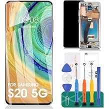 OLED 5g Screen Replacement for Samsung Galaxy S20 5g LCD Digitizer Repair Kit for Samsung SM-G981 Touch Screen Display Assembly Replacement Frame Silver with Fingerprints