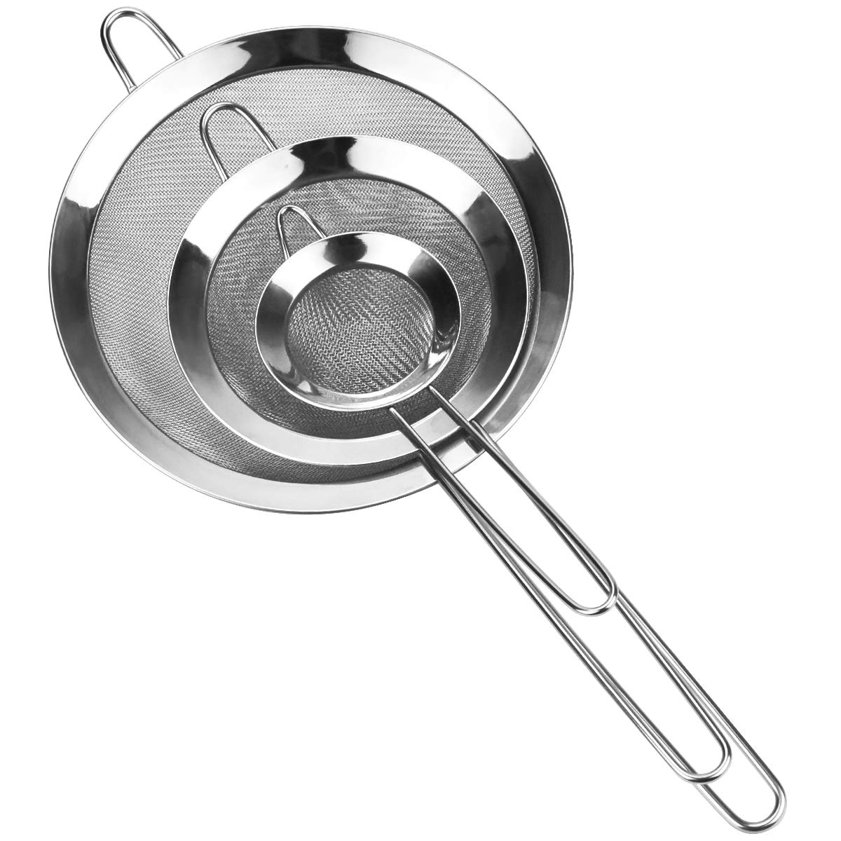 Sieves and Strainers Set, Pack of 3 Kitchen Mesh, with a Fine Mesh for Ease of Use, Fine Mesh Strainer with Handle, Ideal for Straining, Draining, Washing a Wide Range of Foods
