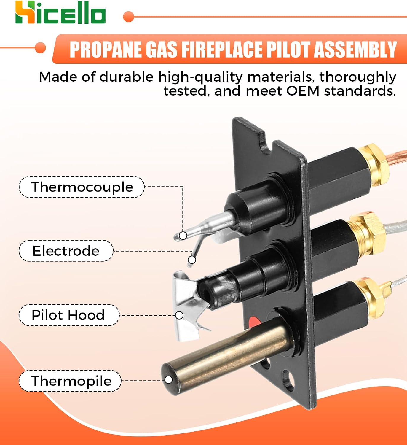 4021-737 Pilot Assembly Repair Kit Liquid Propane (LP) Replaces 485-511A with Thermocouple and Thermopile. Compatile with Heat N Glo, Heatilator, Quadrafire Fireplaces