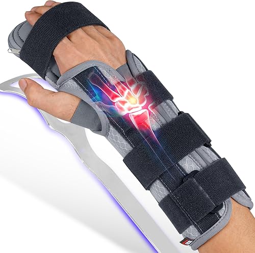 Miniatura 12 de FEATOL Férula para la mano en reposo, inmovilizador nocturno con férulas extraíbles, alivio del dolor para túnel carpiano, recuperación de accidente