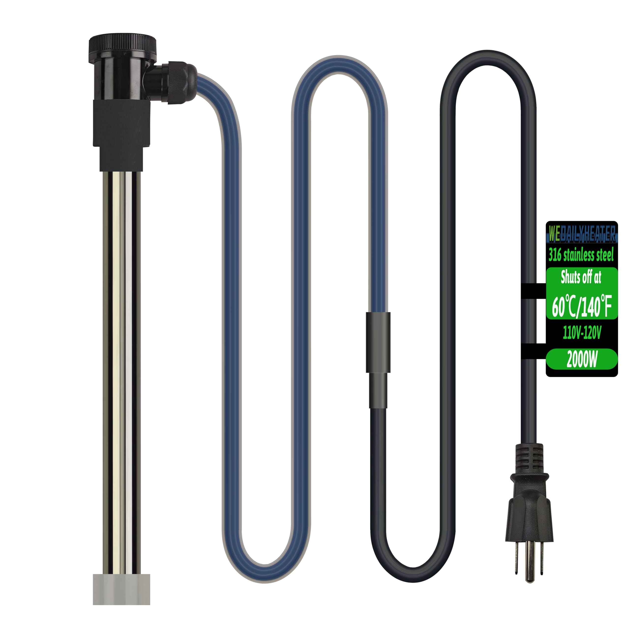 Photo 1 of **FACTORY SEALED** 2000W Fully Submersible Water Heater of Baptismal Pool & Bathtub – Portable Immersion Electric Heater with Temp Control & WiFi Timer for Spa, Hot Tub, Bucket, Above Ground Pool & Inflatable Pool etc