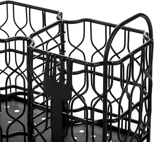 Miniatura 5 de Bekith Organizador de utensilios de metal, moderno organizador de cubiertos de metal para cocina, encimera, fiesta, armario o despensa, 3 secciones