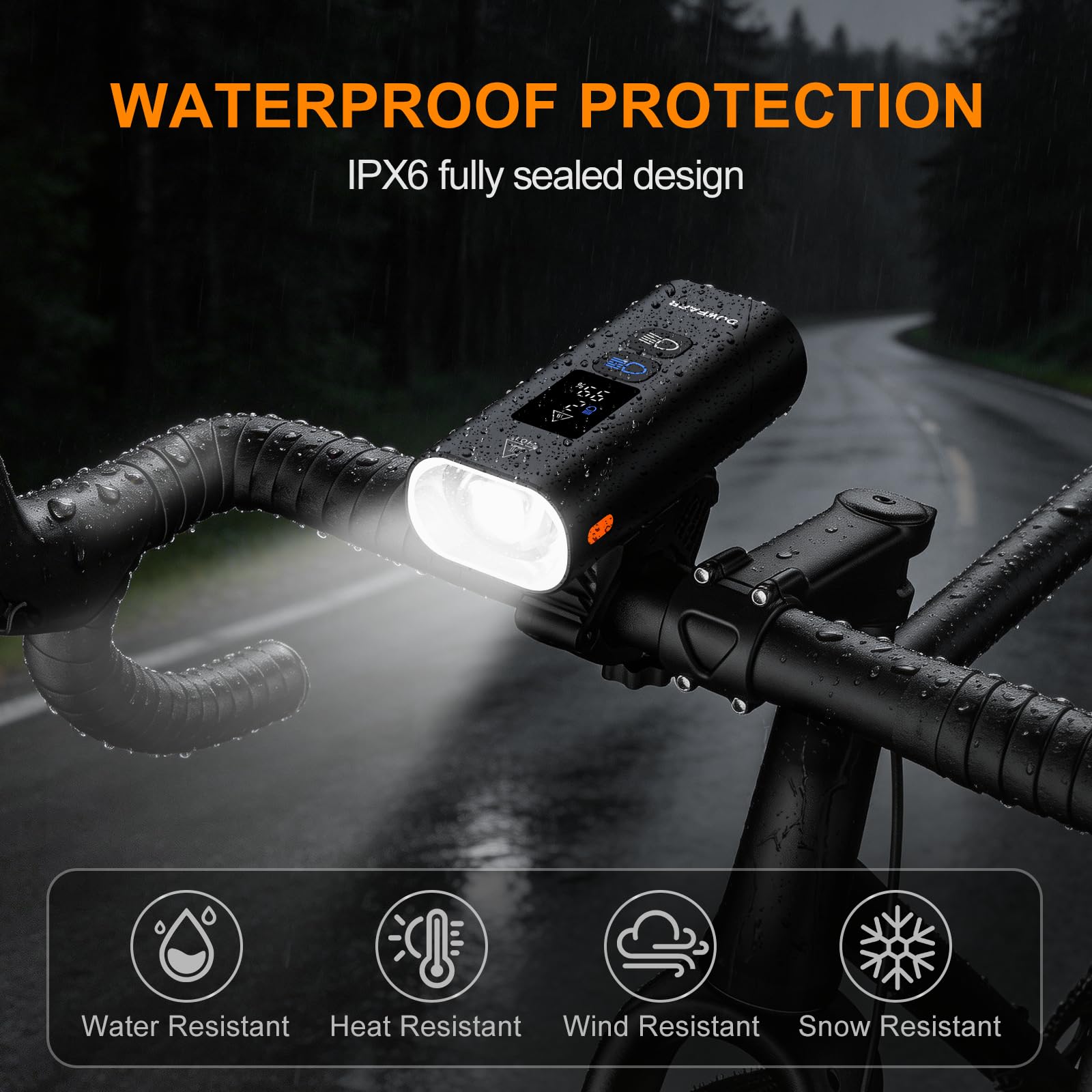 Luce per bici da 2000 lumen, 6400 mAh, ricaricabile USB-C, doppio fascio, 13 modalità, impermeabile, montaggio a sgancio rapido, visibile lateralmente per MTB, strada, pendolari e guida