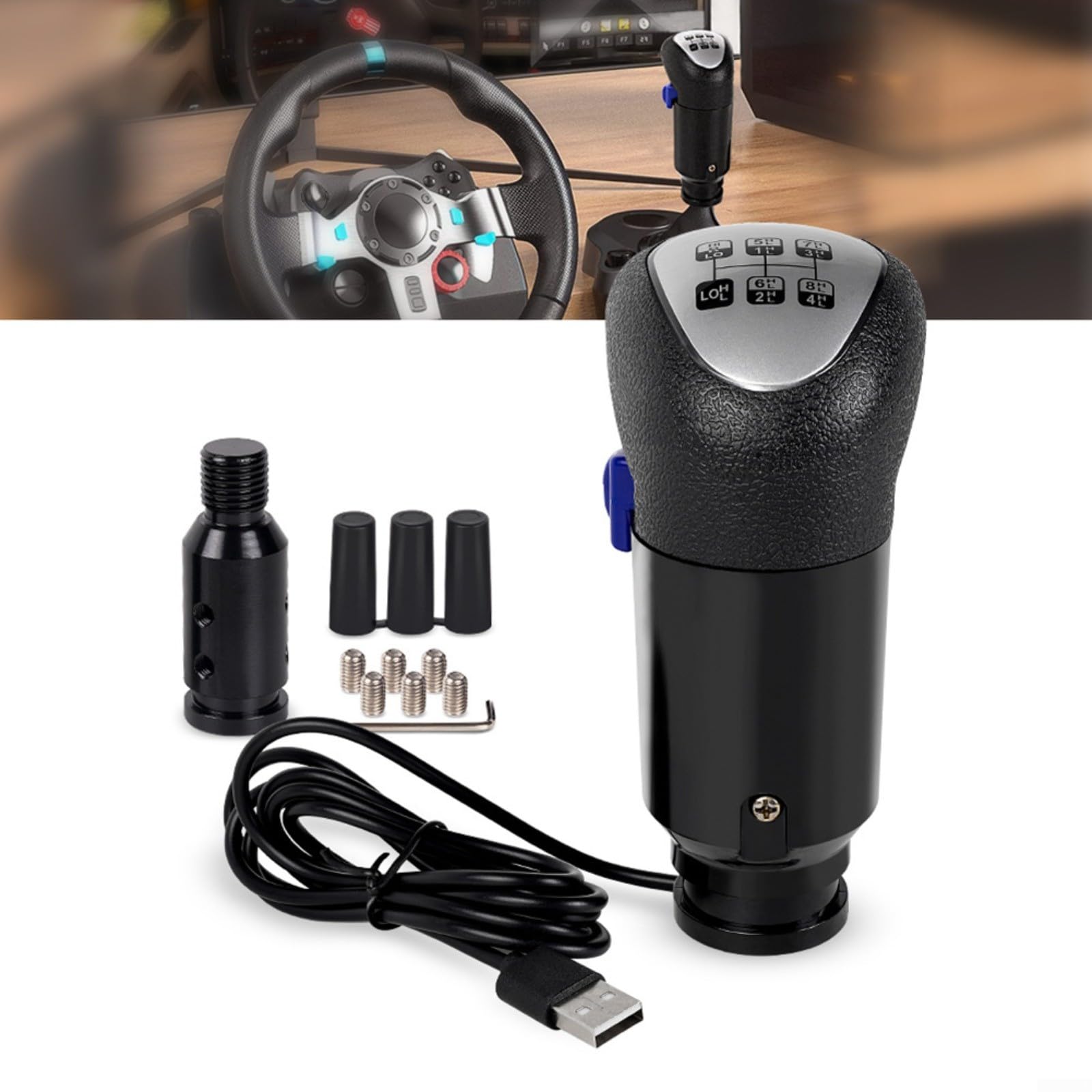 KiraKira Racing Game Gałka zmiany biegów USB do Logitech G29 G27 G25 G920 18-biegowa dźwignia zmiany biegów ETS2 do symulacji ATS na PC