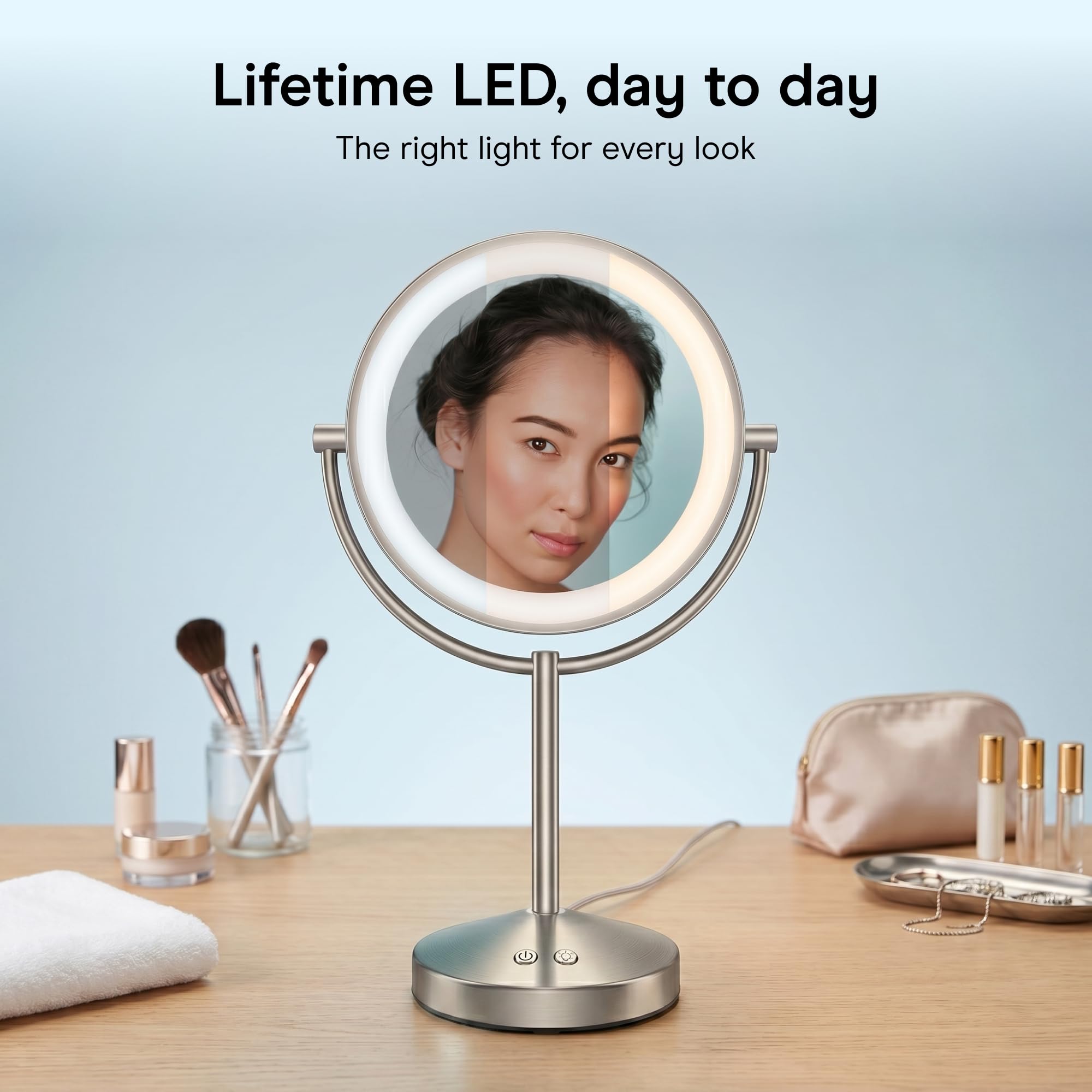 Amazon.co.jp: Conair 両面 1X/10X 拡大鏡 LED バニティミラー | 3つの 