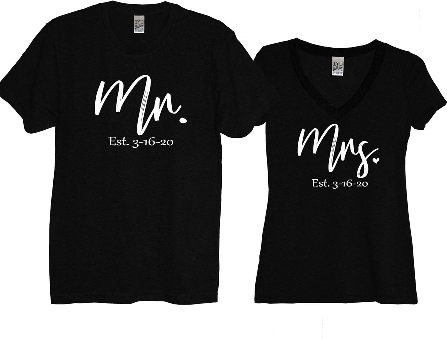 Personalized Mr. and Mrs. Custom Wedding Couples Shirt Set Anniversary Shirts for Married Couples Just Married Shirts Gift Black - Image 4