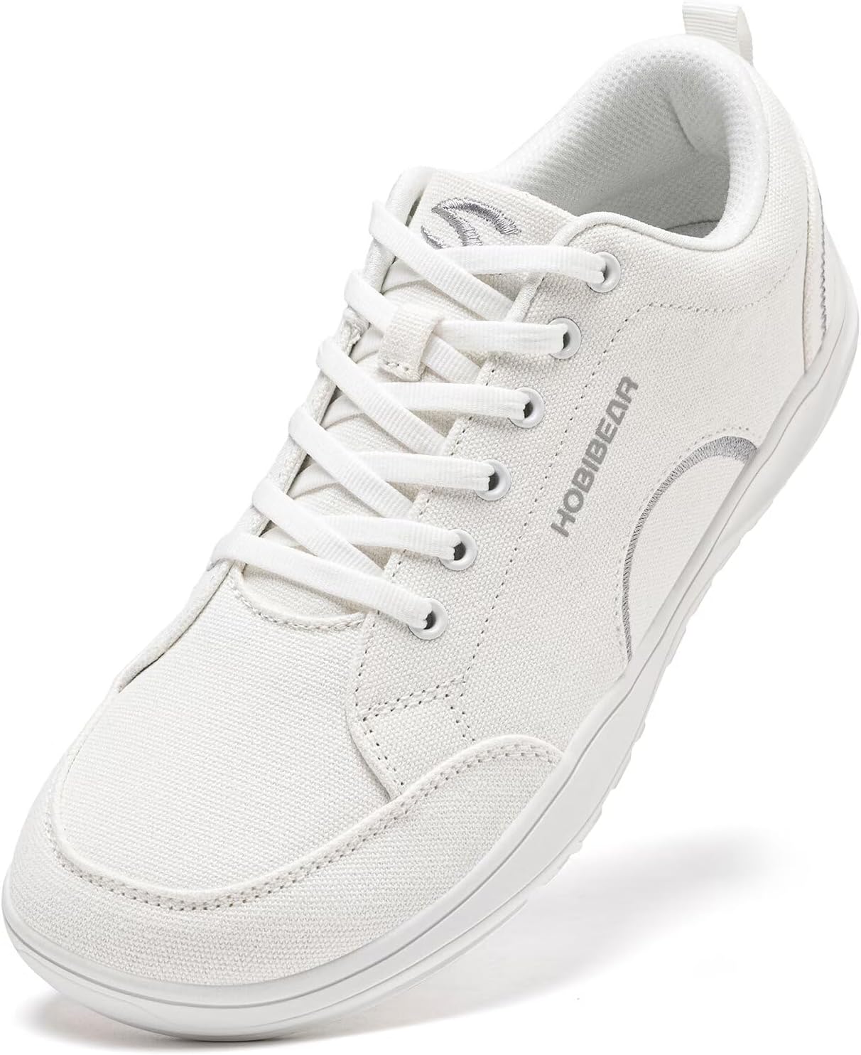 HOBIBEAR Unisex Wide Toe Shoes Minimalist Barefoot Canvas Sneakers Lace-up Walking Shoes for Men Women