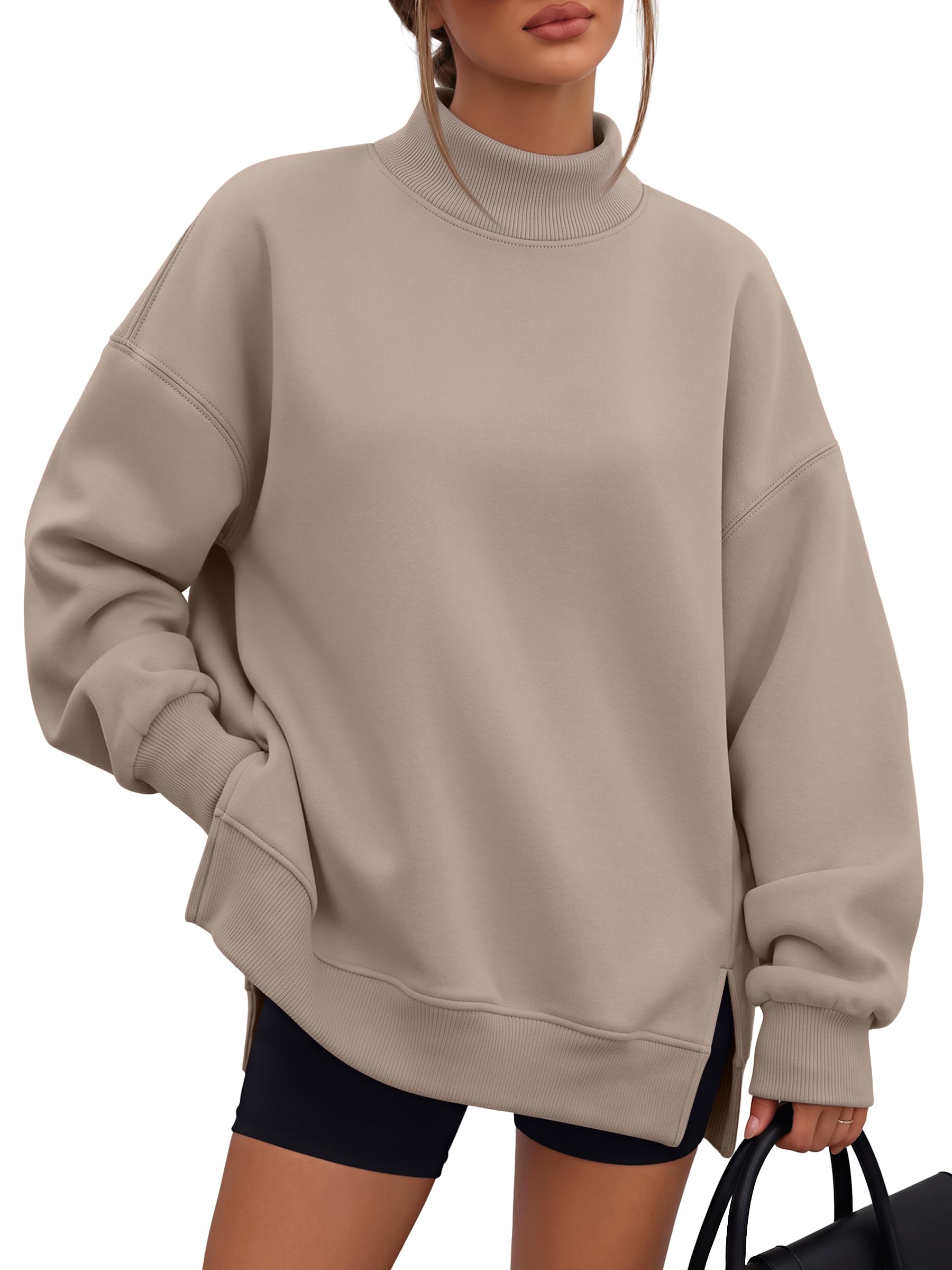 Trendy Queen Women’s Mock Neck Oversized Sweatshirts Fleece Pullover
