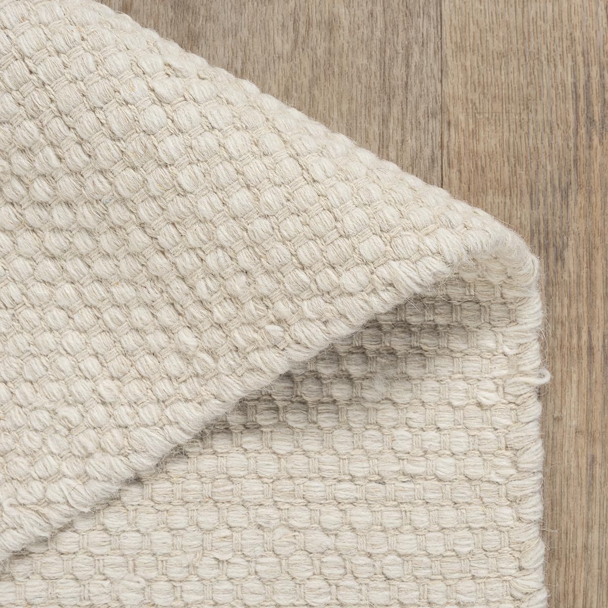 the carpet Deluxe Wool Tapis en Laine tissé à la Main dans Un Style bohème scandinave Naturel, Travail Artisanal pour Un Style Unique, crème, 160 x 230 cm