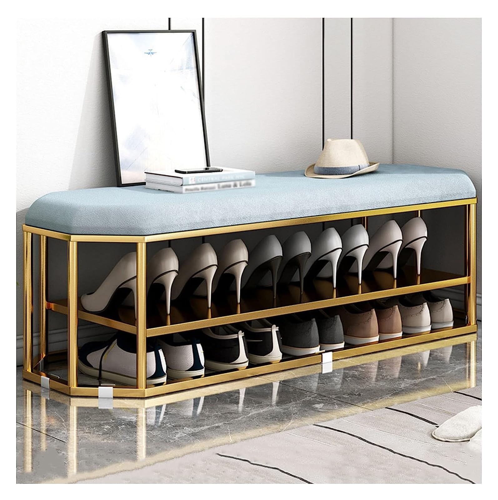 Porte pouvant être assise et banc de rangement chaussures pour gagner de la place dans l'entrée