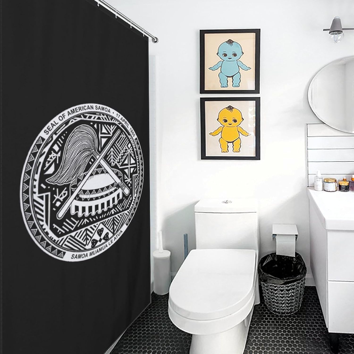 Seal of U.S. Samoa Funny Shower Curtains Washable Bath Curtain Liner with Hooks for Bathroom Bath Tubs 36x72Inch（92x183cm）