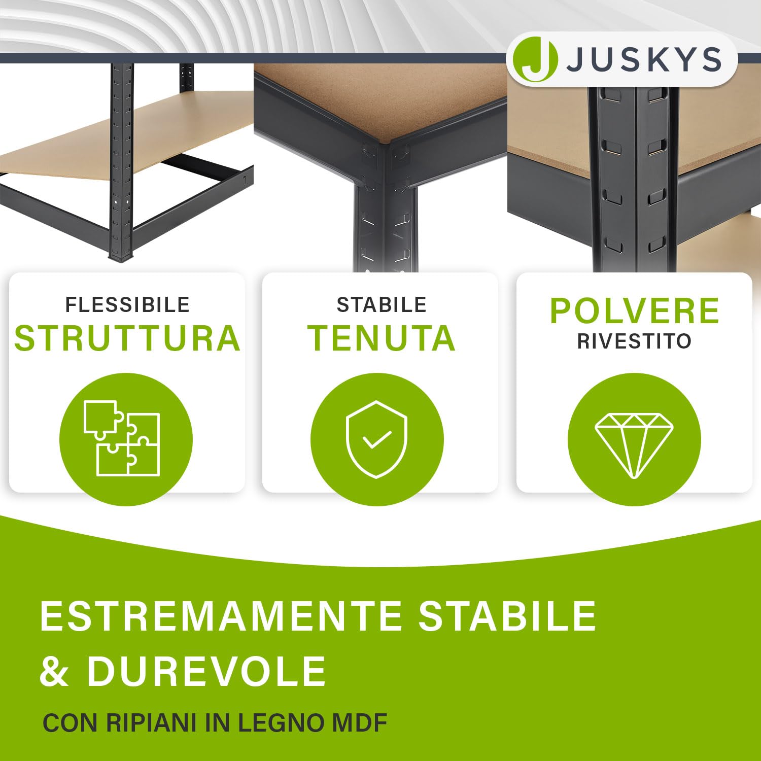 Juskys scaffale ad angolo Corner Basic 180×70×40–70 cm (AxLxP) – 5 ripiani in metallo zincato, portata 875 kg – a innesto per cantina o garage (grigio)