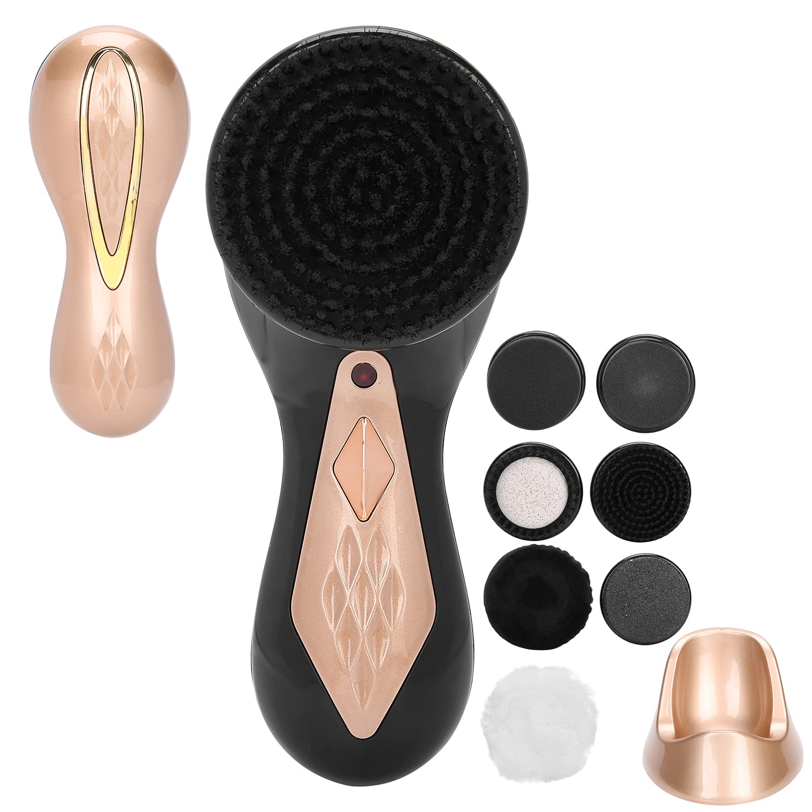 Kit Lustrascarpe Elettrico Lucidatrice Portatile Multifunzionale per Uso Domestico Viaggio Cura della Pelle e della Pelle Scamosciata 7 Testine (Oro)