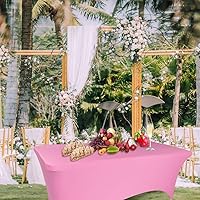 Vista 3 de Mantel elástico de 6 pies para mesas plegables estándar, mantel rectangular de elastano, elástico ajustable de 6 pies, protector decorativo